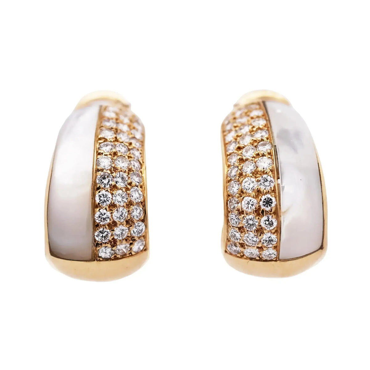 Bvlgari, 18K Gold Mother-of-Pearl Diamond Earrings