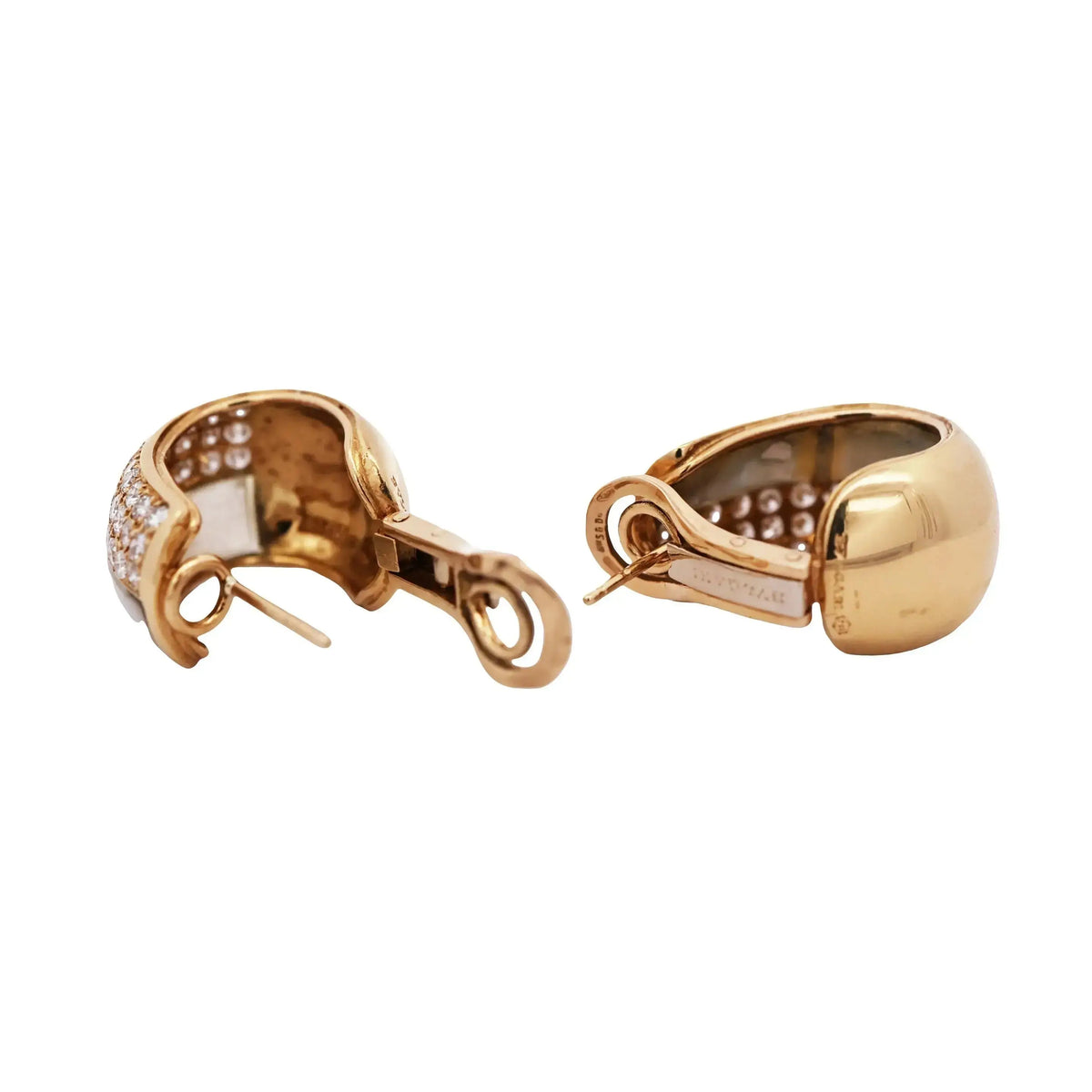 Bvlgari, 18K Gold Mother-of-Pearl Diamond Earrings