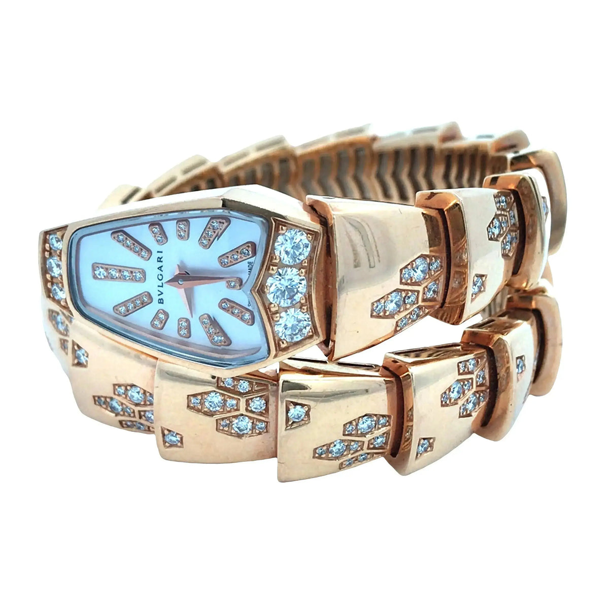 Bvlgari, 18K Gold Mother-of-Pearl Serpenti Quartz Wristwatch