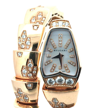 Bvlgari, 18K Gold Mother-of-Pearl Serpenti Quartz Wristwatch