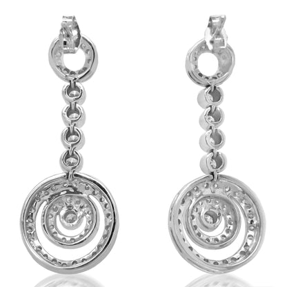 Platinum Circle-motif Diamond Earrings