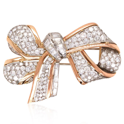 Diamond Gold Bow Brooch Lueur Jewelry