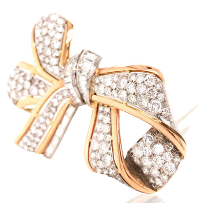 Diamond Gold Bow Brooch Lueur Jewelry