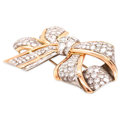 Diamond Gold Bow Brooch Lueur Jewelry