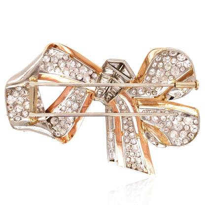 Diamond Gold Bow Brooch Lueur Jewelry