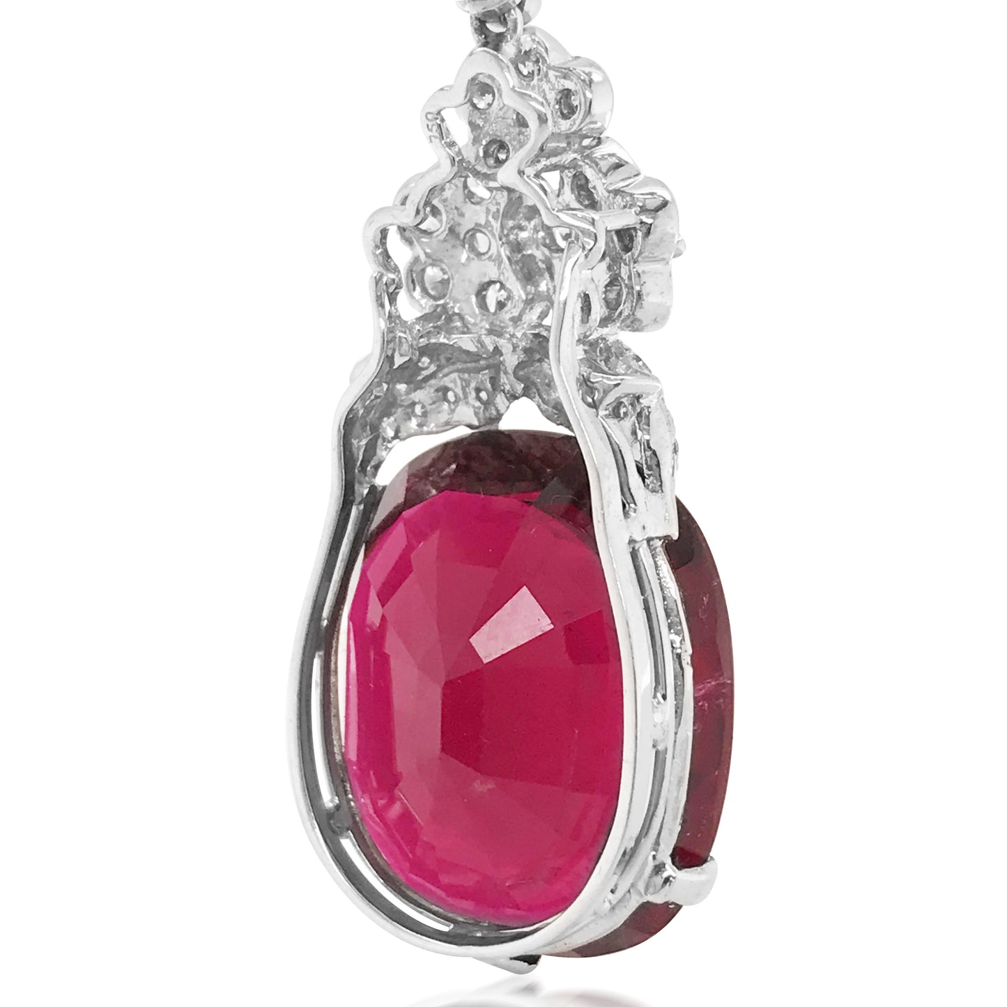 Diamond Necklace with Garnet Droplet