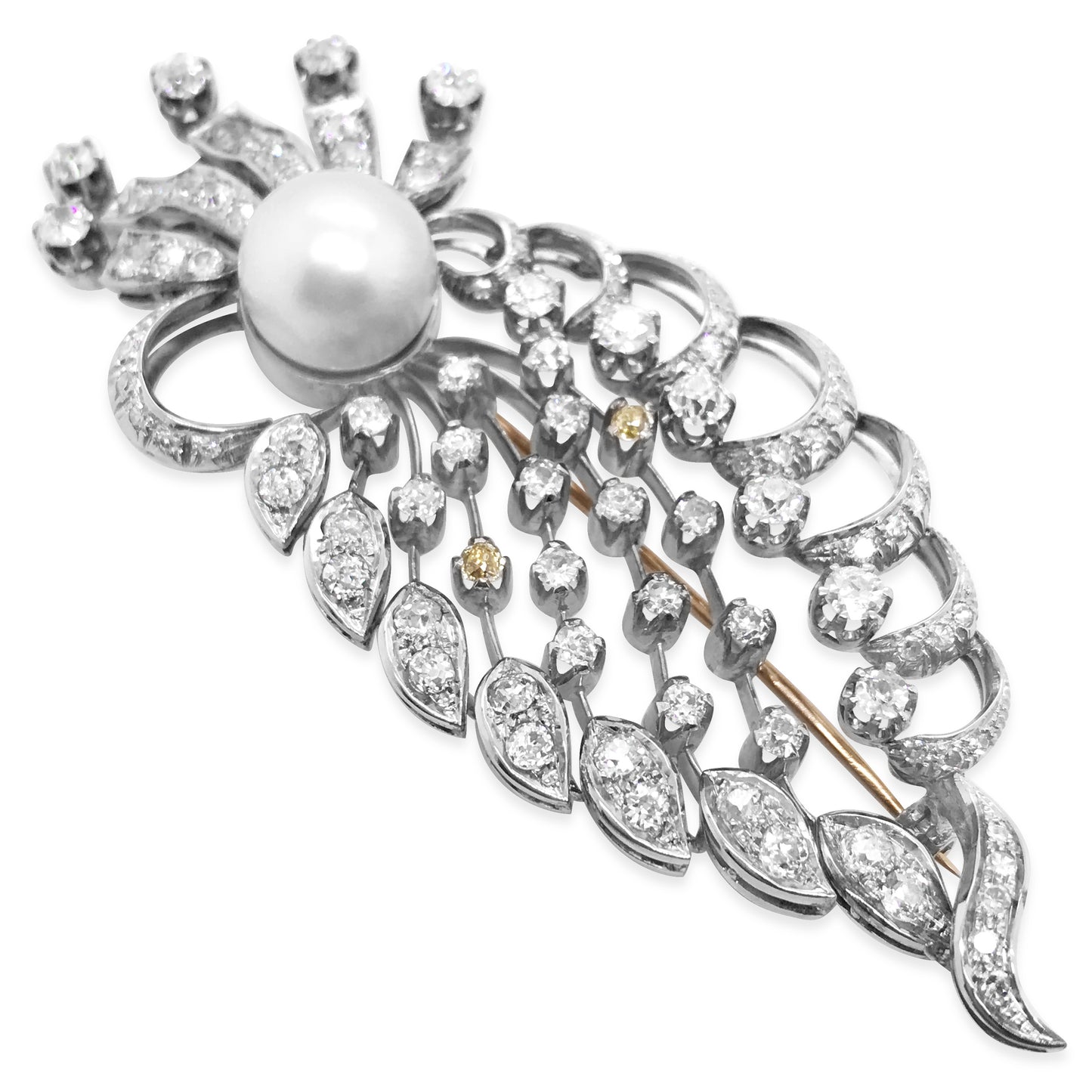 Diamond Pearl Brooch