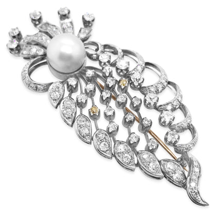 Diamond Pearl Brooch