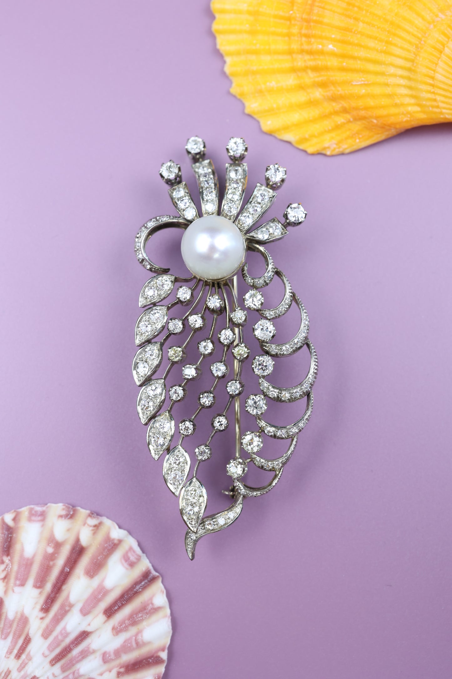 Diamond Pearl Brooch