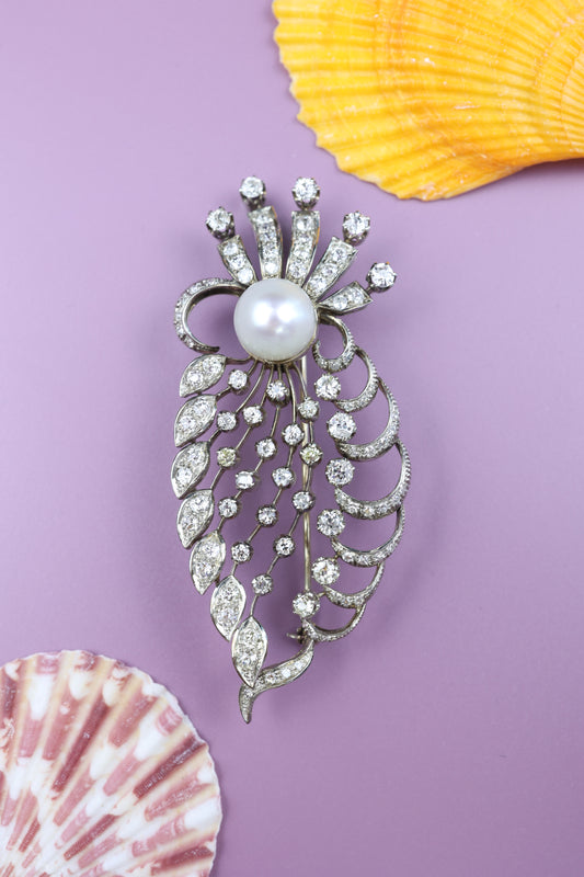 Diamond Pearl Brooch