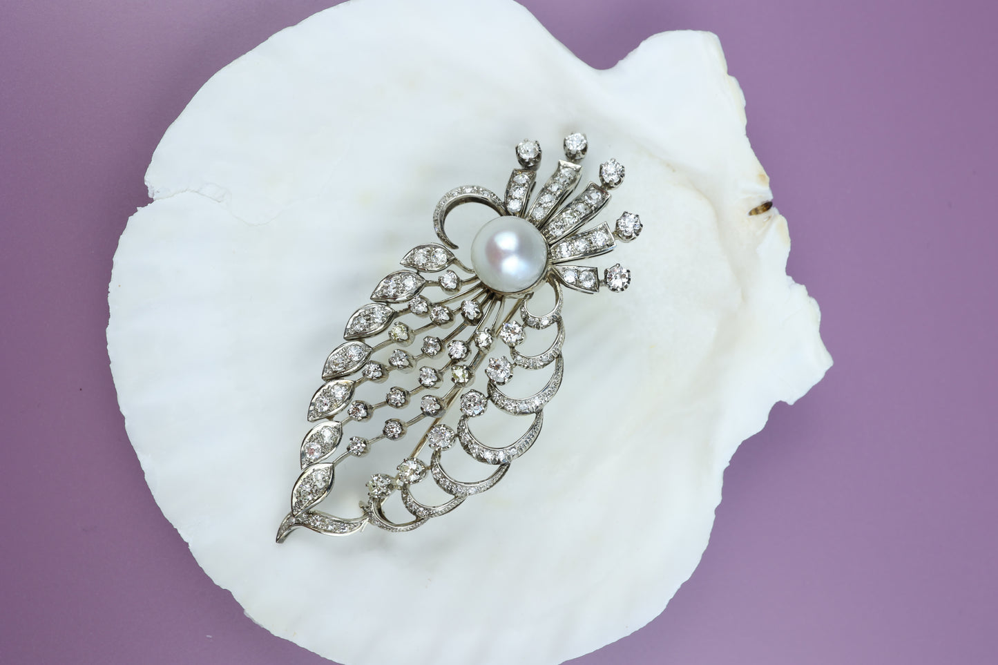 Diamond Pearl Brooch