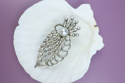 Diamond Pearl Brooch