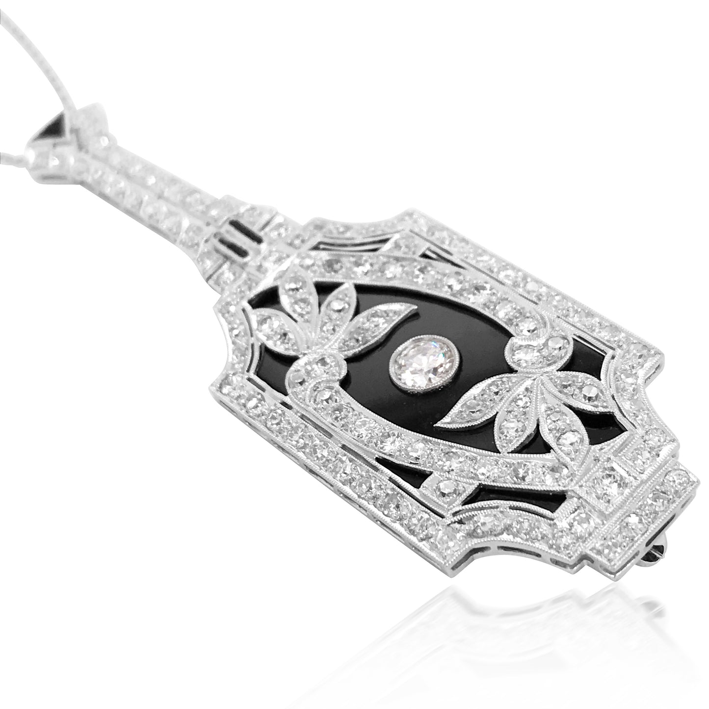 Diamond Onyx Pendant Necklace