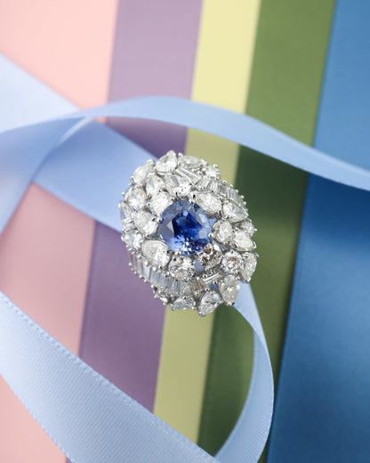 Sapphire Diamond Ring, GIA