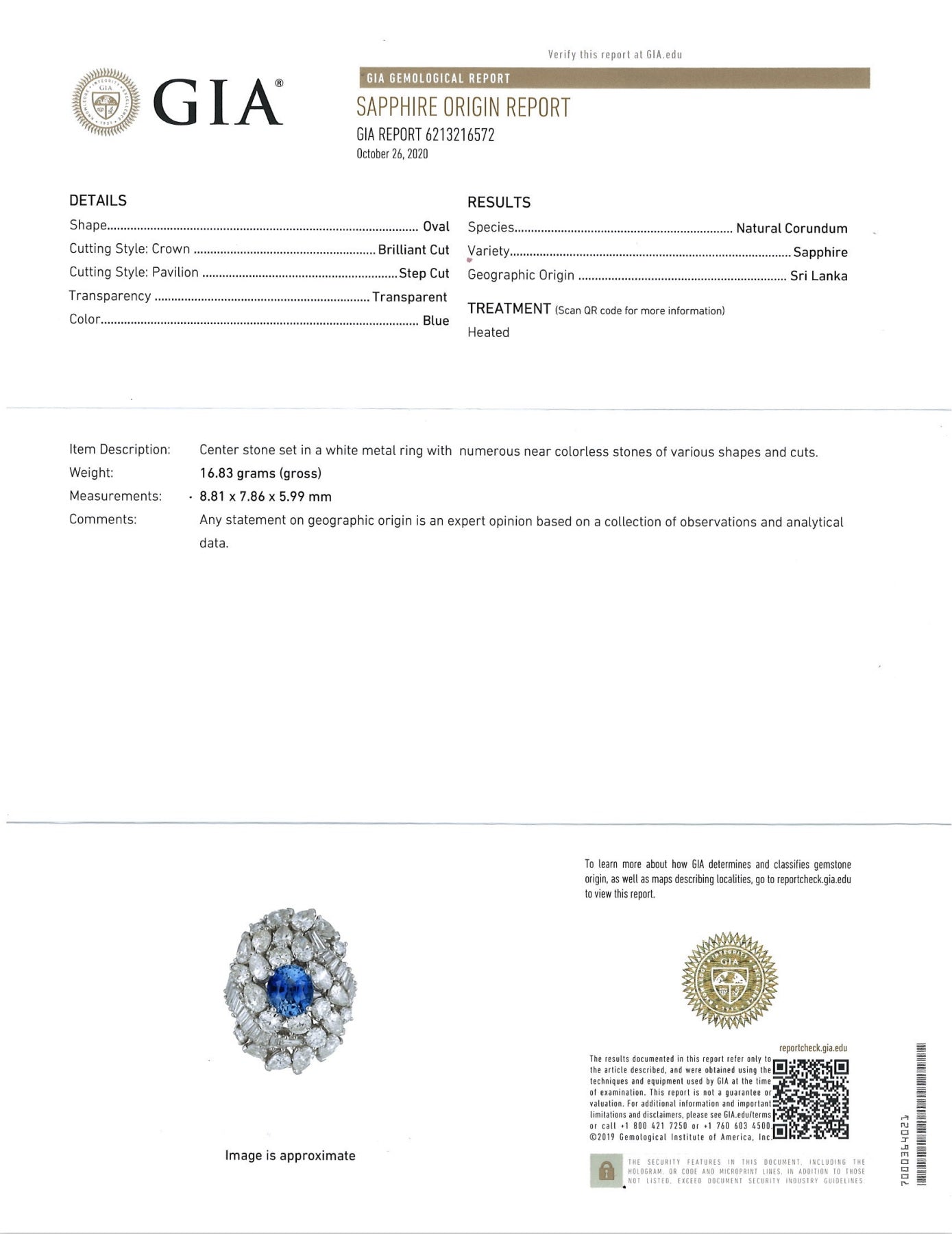 Sapphire Diamond Ring, GIA