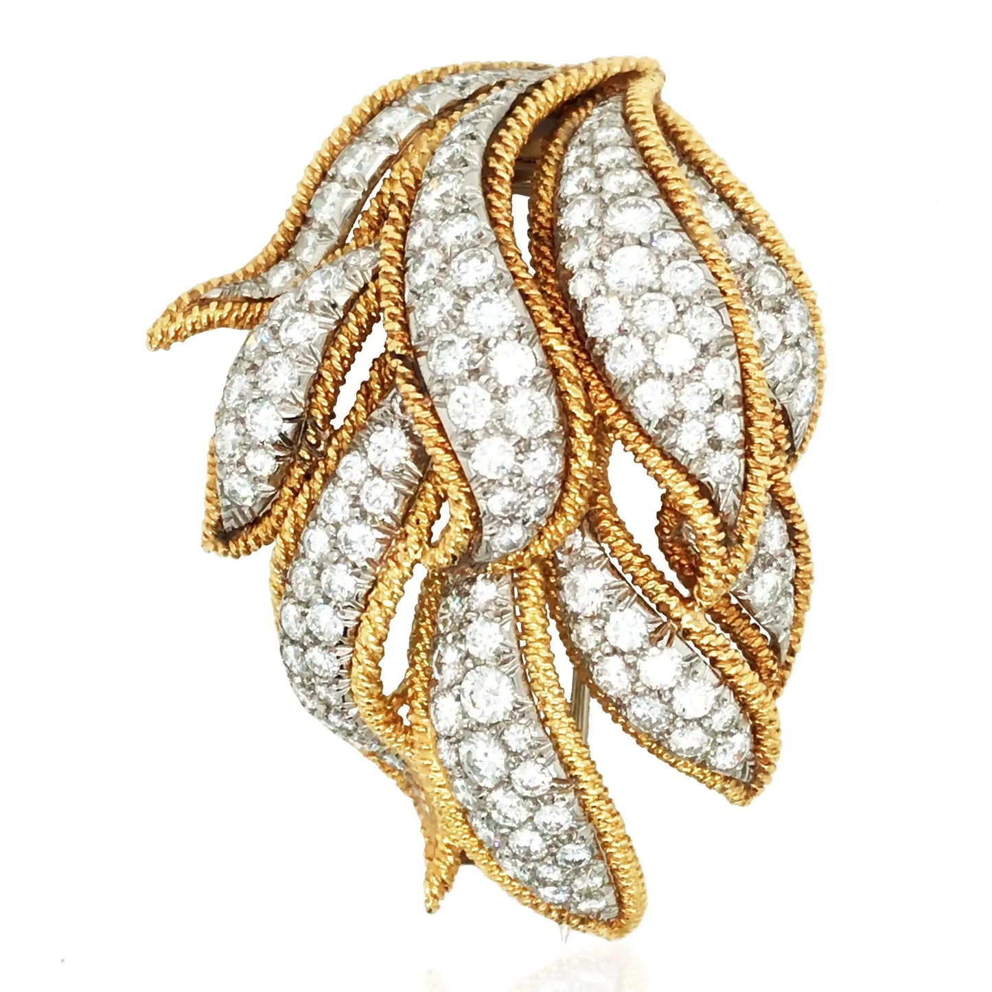 David Webb, 18K Gold Diamond Brooch