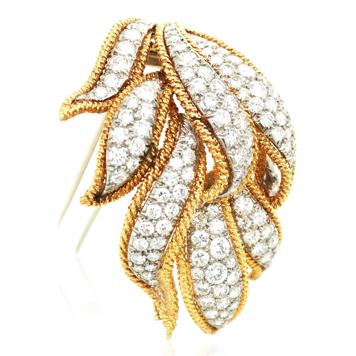 David Webb, 18K Gold Diamond Brooch