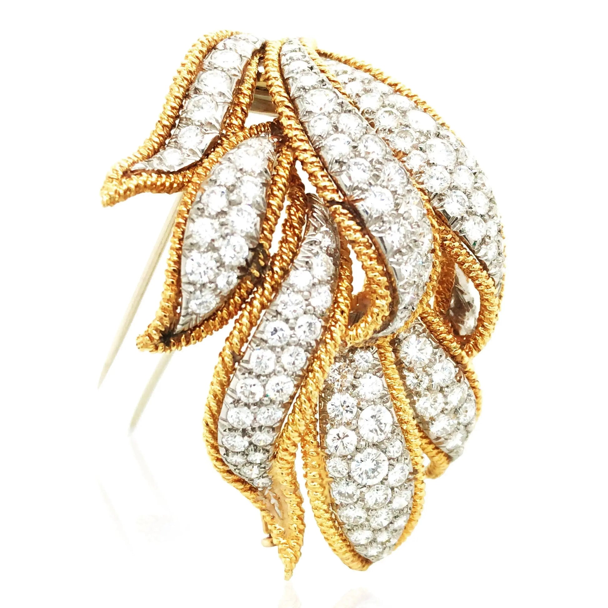 David Webb, 18K Gold Diamond Brooch