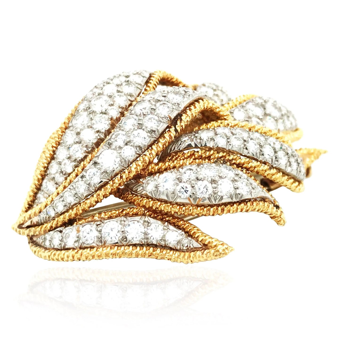 David Webb, 18K Gold Diamond Brooch