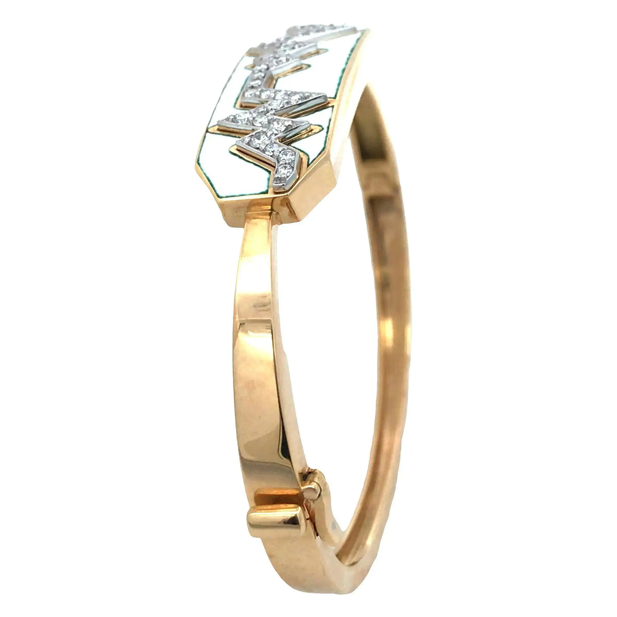 David Webb, Platinum 18K Gold Enamel Diamond Bangle