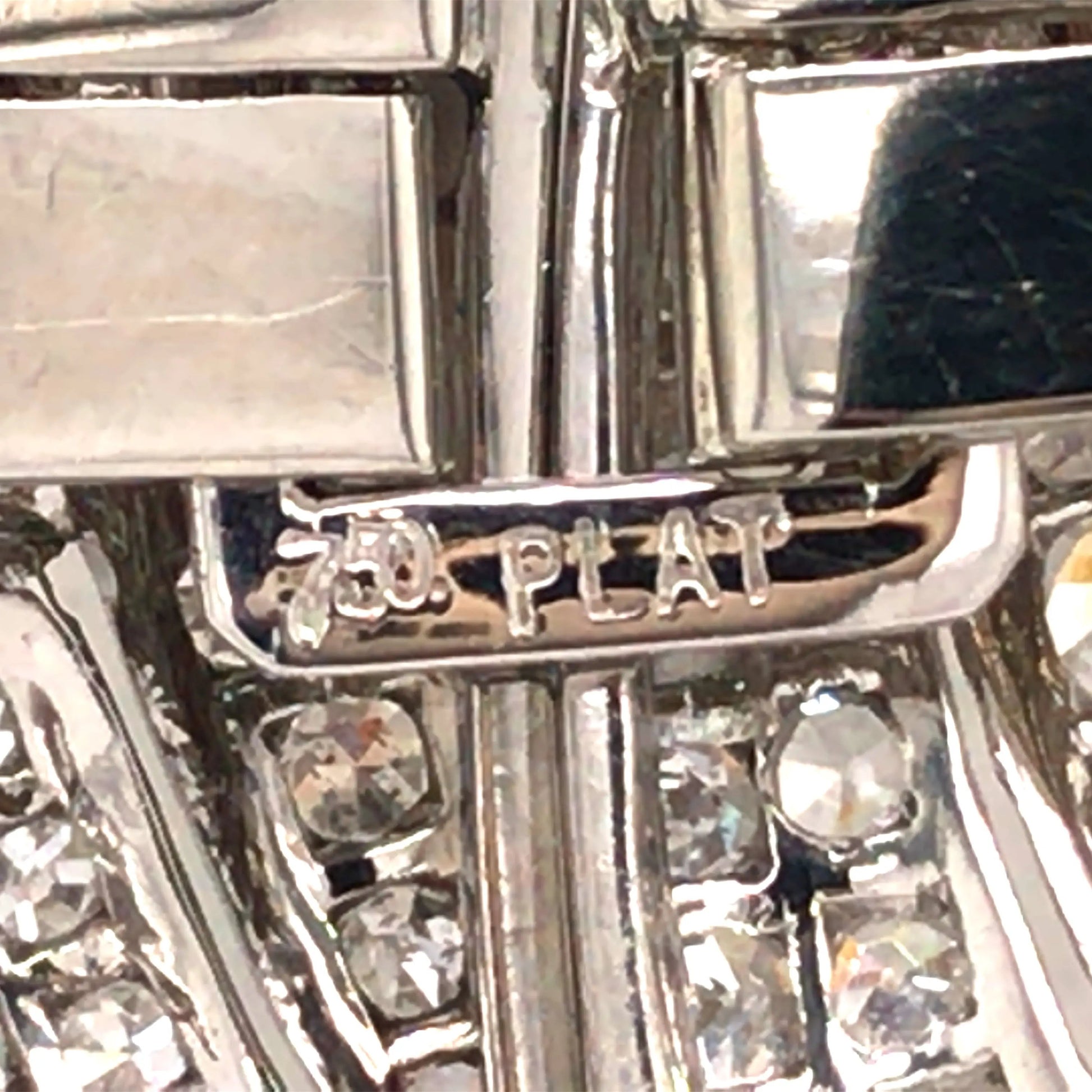 Art Deco Platinum Diamond Double-pin Brooch Lueur Jewelry