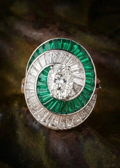 Oscar Heyman, Emerald Diamond Ring, Certificate