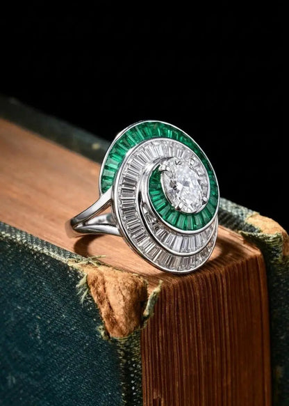 Oscar Heyman, Emerald Diamond Ring, Certificate