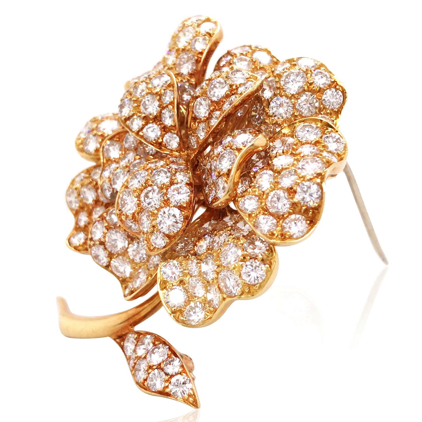 Van Cleef & Arpels, Diamond Gold Flower Brooch VCA