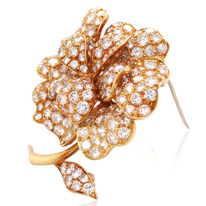 Van Cleef & Arpels, Diamond Gold Flower Brooch VCA