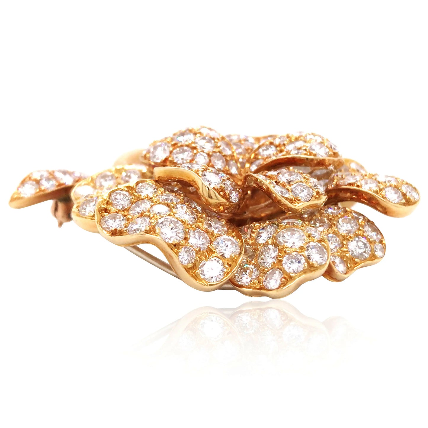Van Cleef & Arpels, Diamond Gold Flower Brooch VCA