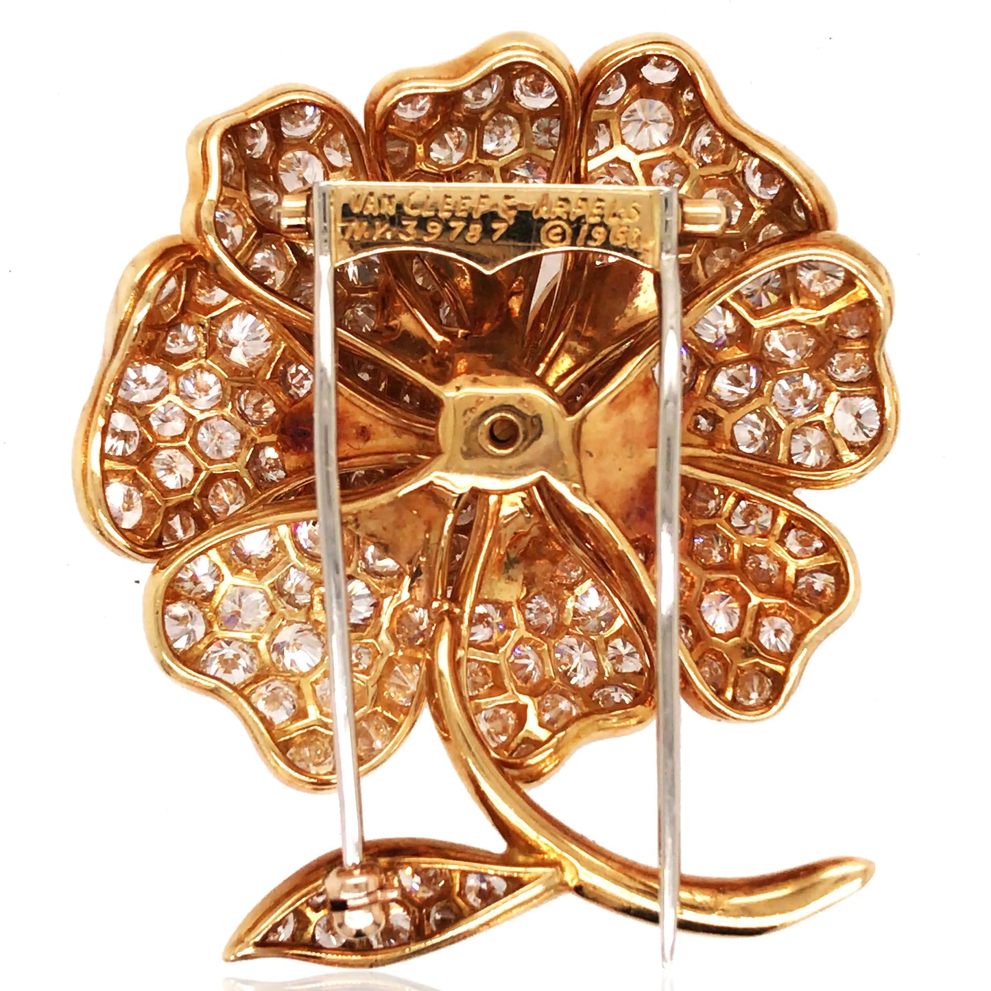Van Cleef & Arpels, Diamond Gold Flower Brooch VCA