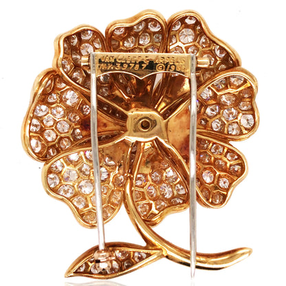 Van Cleef & Arpels, Diamond Gold Flower Brooch VCA