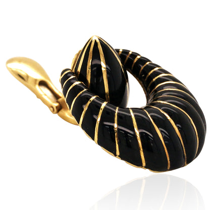 David Webb, 18K Gold Black Enamel Earrings