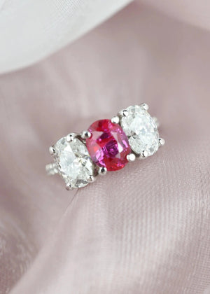 Platinum 1.64ct Burma no-heat Ruby Diamond Ring, GIA