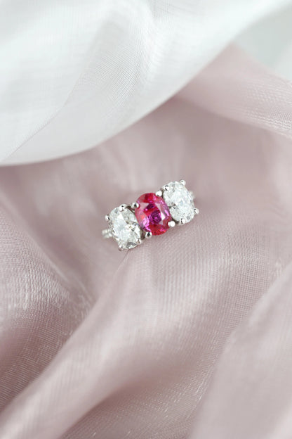 Platinum 1.64ct Burma no-heat Ruby Diamond Ring, GIA