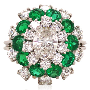 Oscar Heyman, Platinum Emerald Diamond Ring, Certificate