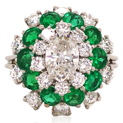 Oscar Heyman, Platinum Emerald Diamond Ring, Certificate