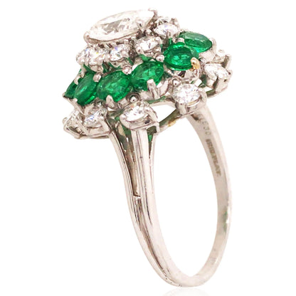 Oscar Heyman, Platinum Emerald Diamond Ring, Certificate