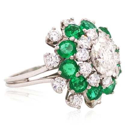Oscar Heyman, Platinum Emerald Diamond Ring, Certificate