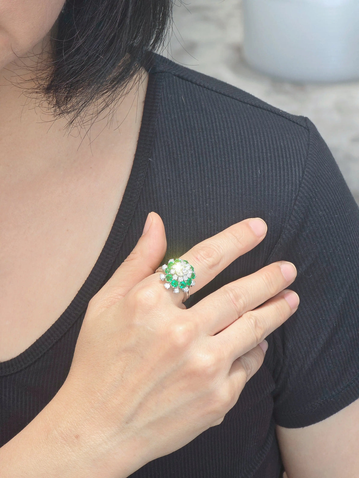 Oscar Heyman, Platinum Emerald Diamond Ring, Certificate Oscar Heyman