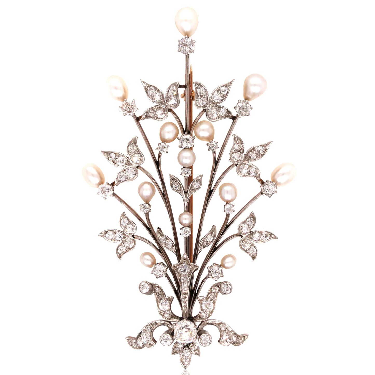 Edwardian 18K Gold Natural Pearl Brooch, GIA