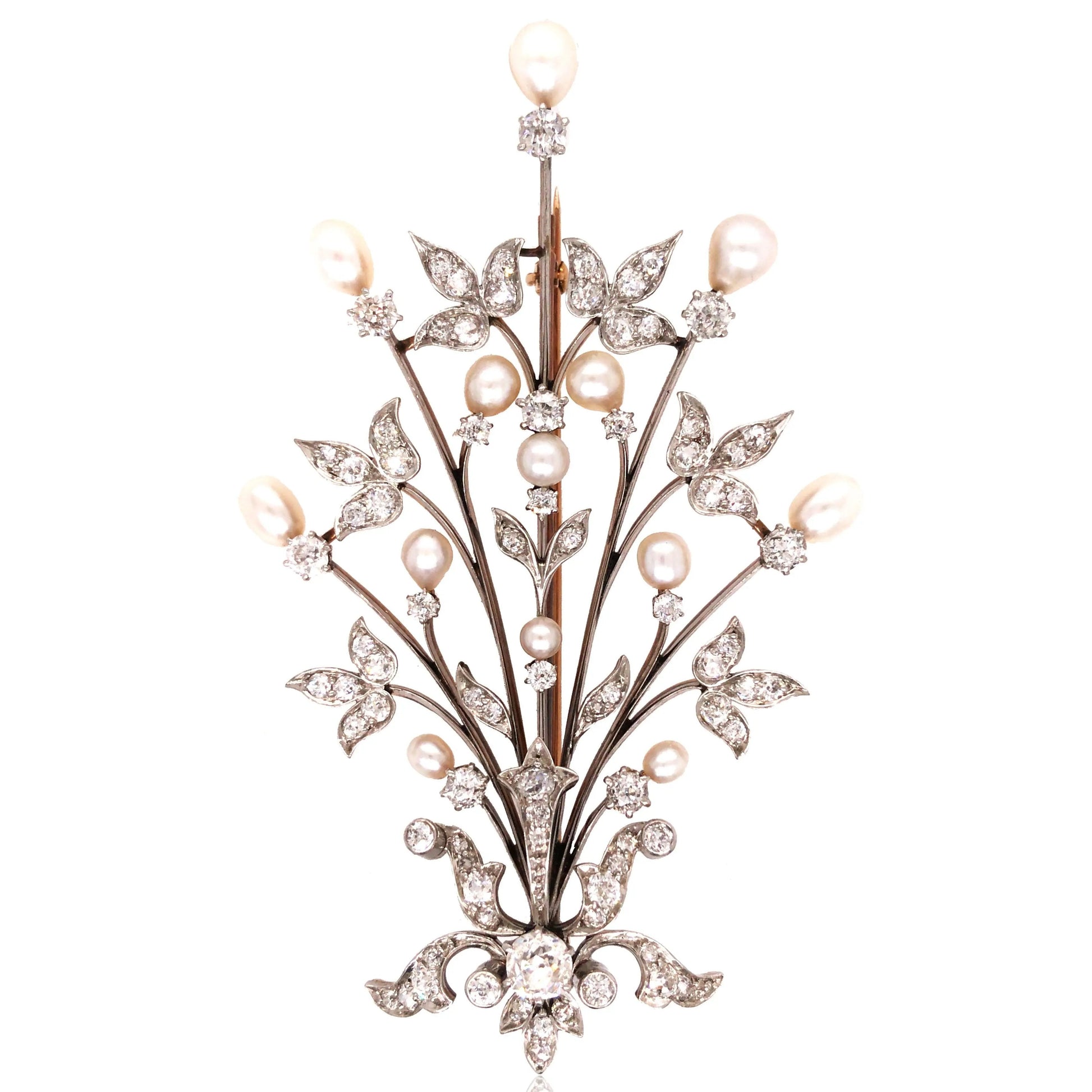 Edwardian 18K Gold Natural Pearl Brooch, GIA