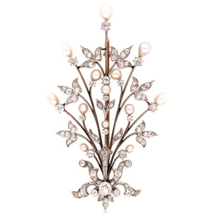 Edwardian 18K Gold Natural Pearl Brooch, GIA