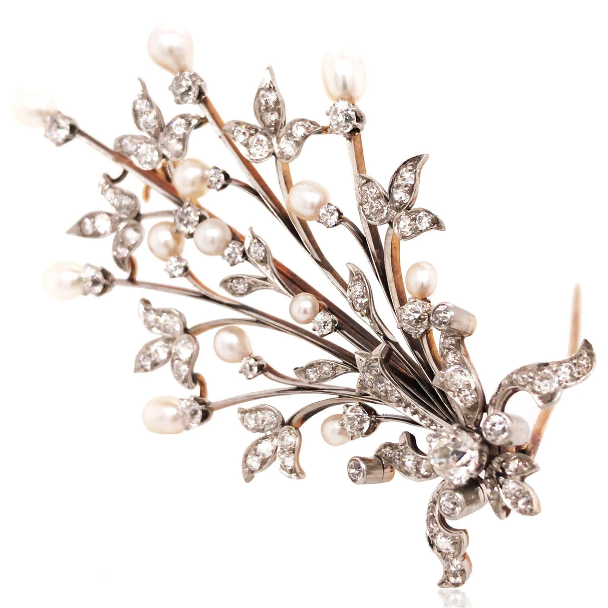 Edwardian 18K Gold Natural Pearl Brooch, GIA