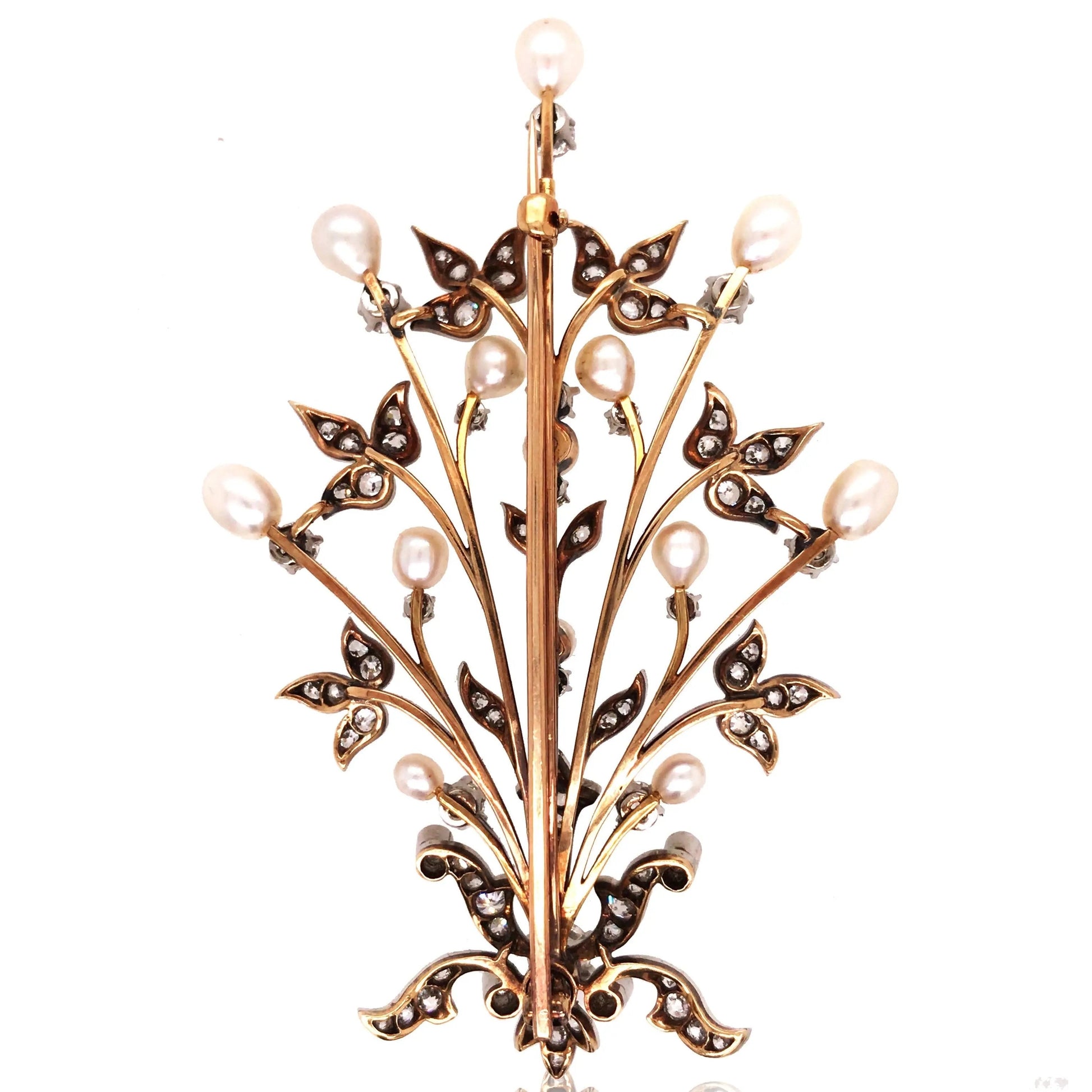 Edwardian 18K Gold Natural Pearl Brooch, GIA