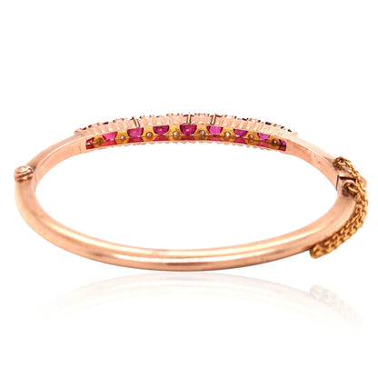 10K Gold Ruby Diamond Bangle, GIA Lueur Jewelry