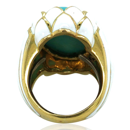David Webb, 18K Gold Turquoise Enamel Ring