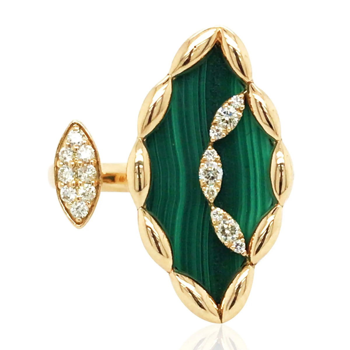 Ferri Firenze, 18K Gold Malachite Yellow Diamond Ring