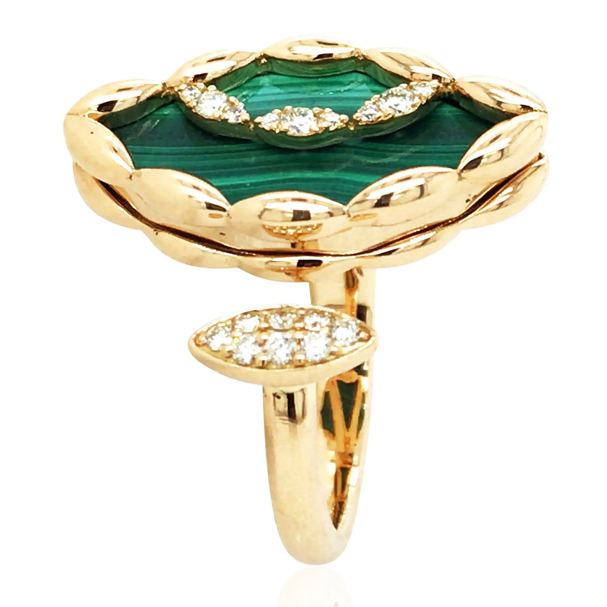 Ferri Firenze, 18K Gold Malachite Yellow Diamond Ring