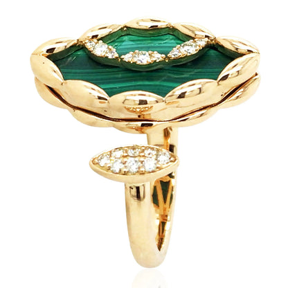 Ferri Firenze, 18K Gold Malachite Yellow Diamond Ring